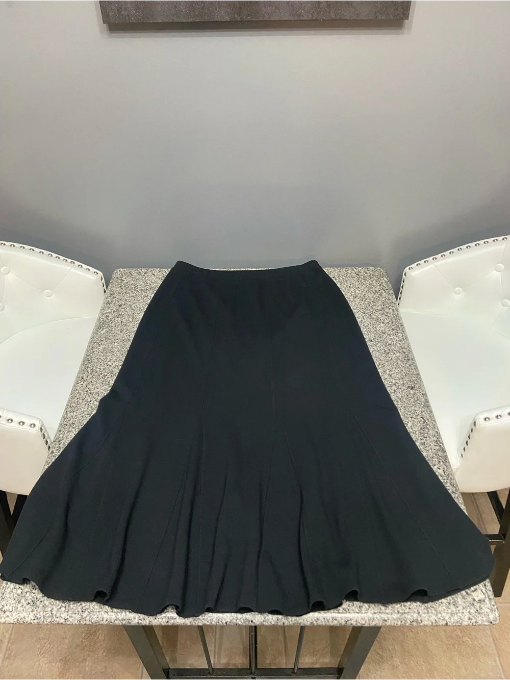 EILEEN FISHER Womens Long Black Trumpet Skirt Italian Wool Blend Flare Maxi L - Picture 3 of 15